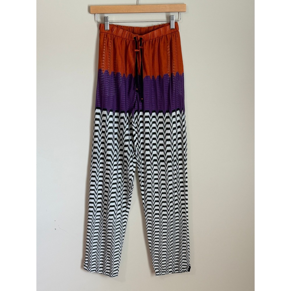 Missoni‎ Mare Pants IT 40 US 4 Beach Semi sheer Orange Purple Chevron Crochet